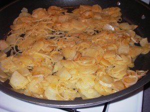 Potatoes and onions cooking