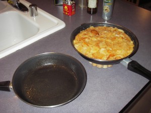 Tortilla Espanola before flipping