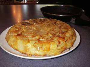 Tortilla Espanola let cool to room temperature