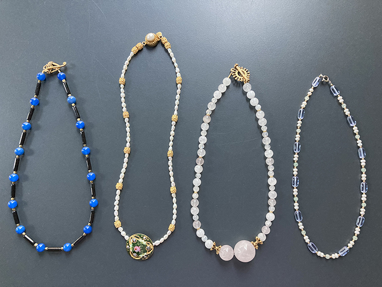 gemstone and pearl necklaces by Lori Barber