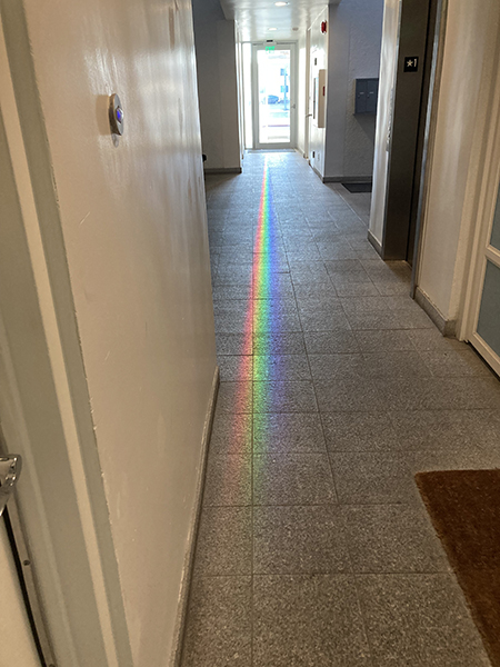 rainbow in hallway